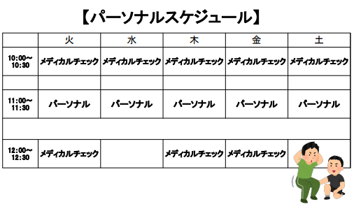 11月のトレーニングスケジュール